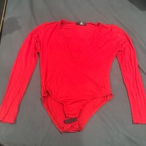 Red Long Sleeve Bodysuit